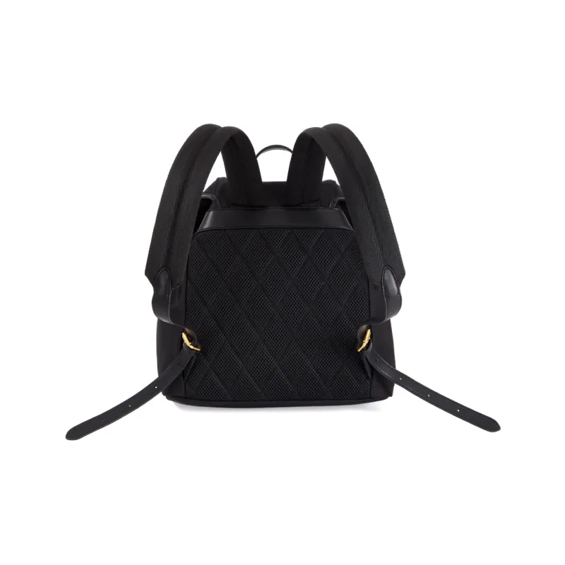 AQUASCUTUM Nylon With Cow Leather Backpack Medium Size Unisex Black-3
