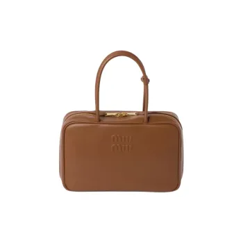 MIU MIU Beau Calfskin Handbag Women's Burgundy