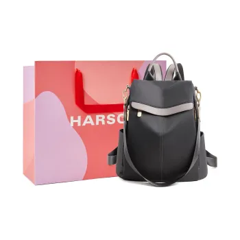 HARSON Fabric Backpack Women's Black & Purple