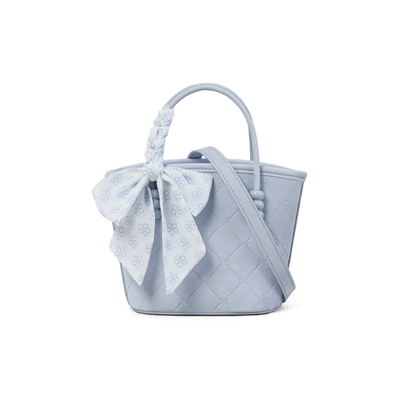 PT'SON Synthetic Leather Handbag Regular Women's Ivory White/light Blue-14