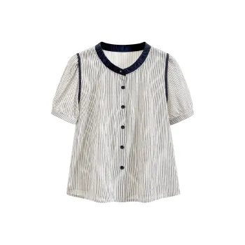 TOUCH Shirts Women's Dark Blue Stripes