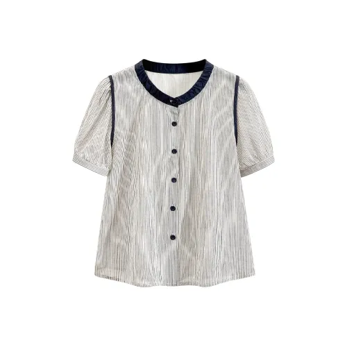 TOUCH Shirts Women's Dark Blue Stripes
