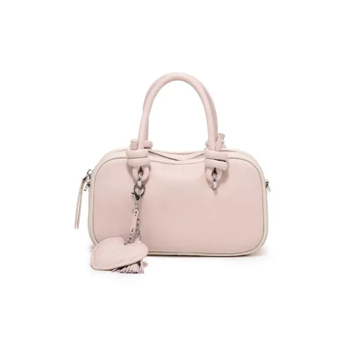 Simedin Cow Leather Handbag Small Size Women's Morandi Blue/Peach Pink/Deep Black
