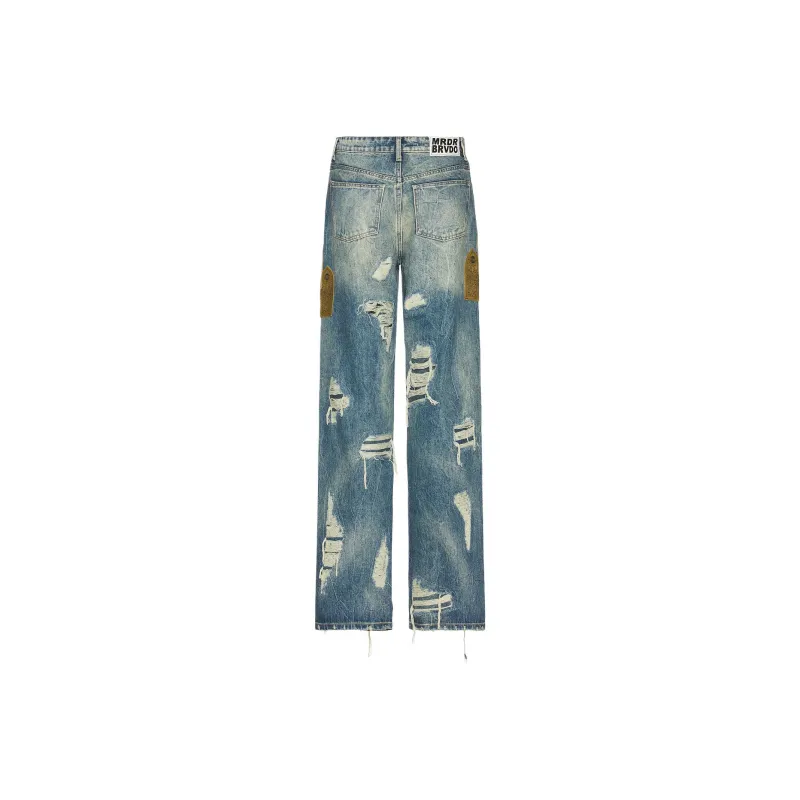 Who Decides War Side Patch Relaxation Denim Jeans-1