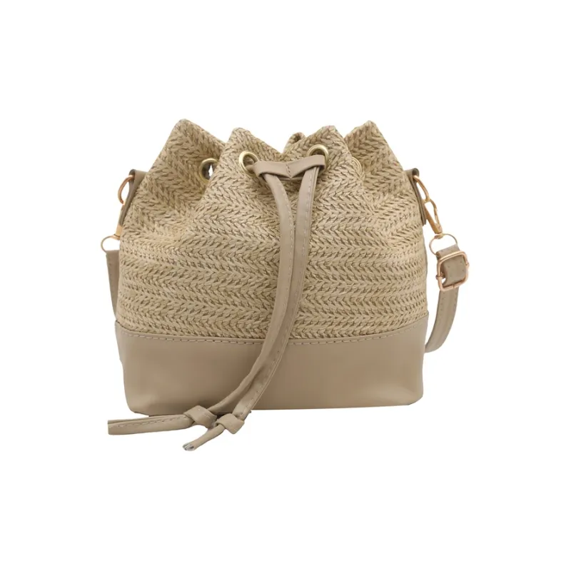 WXRX Woven Bucket Bag, Shoulder Bag Women's Ecru/Khaki-6