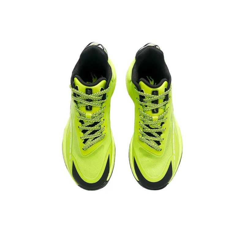 QIAODAN FETEAM Anti Slip Wear Resistant Low Top Basketball Shoes Men's Sour Lime Green Black-3