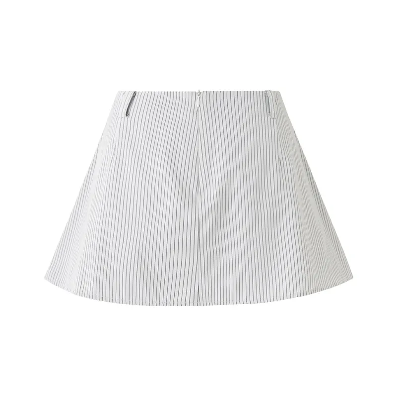 SOON FLOWER Casual Shorts Women's Black White Stripes-1