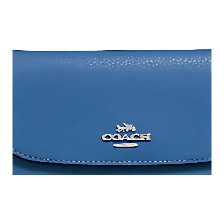 COACH Envelope Leather Clutch Mini Women's Sky Blue-2