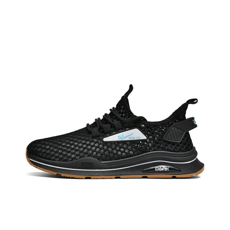 Binary Height Increasing Lightweight Slip Resistant Low Top Casual Shoes Men's Black-0
