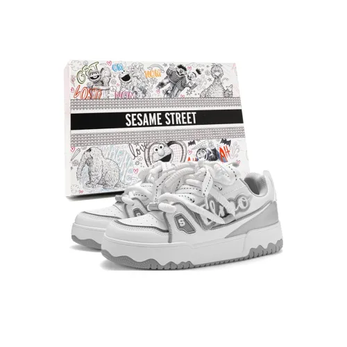 SESAME STREET Low Top Skateboard Shoes Unisex White
