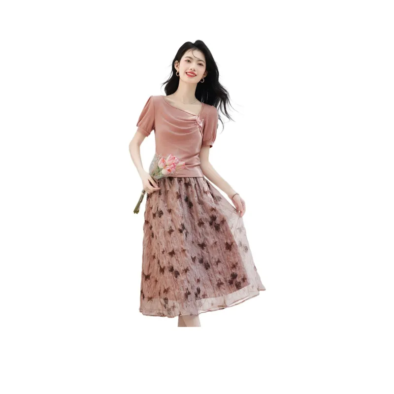 XINFEIYU Two Piece Skirt Sets Women's-0