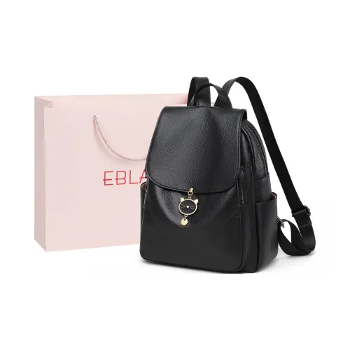 EBLAN Cow Leather Backpack Large Size Women's Black