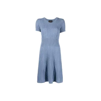 EMPORIO ARMANI SS22 Short Sleeved Dress Women's Blue