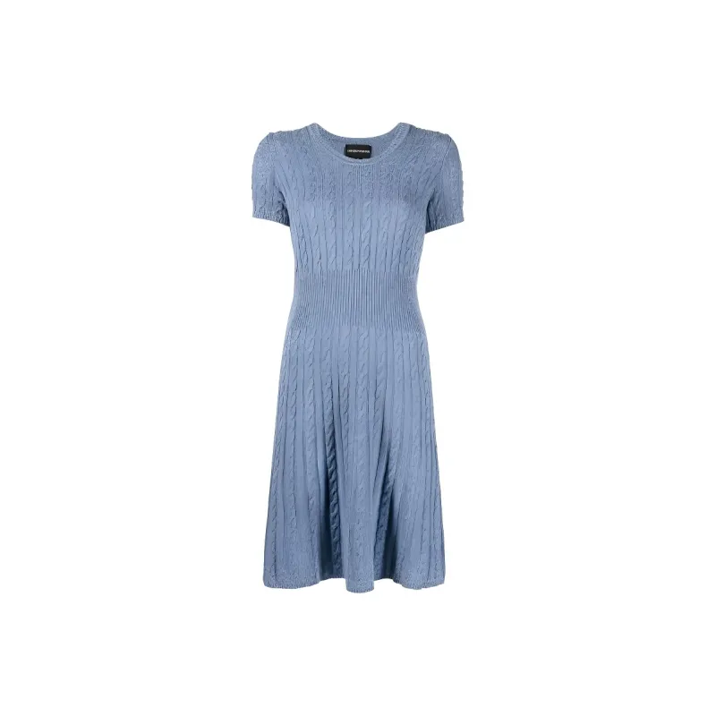 EMPORIO ARMANI SS22 Short Sleeved Dress Women's Blue-0