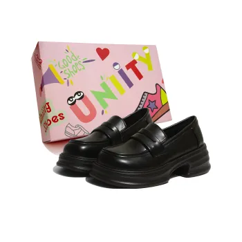 UNIITY Classic Vintage Preppy Style, Paired With A Skirt, Minimalist Style Versatile Fashion Loafers Women's Black