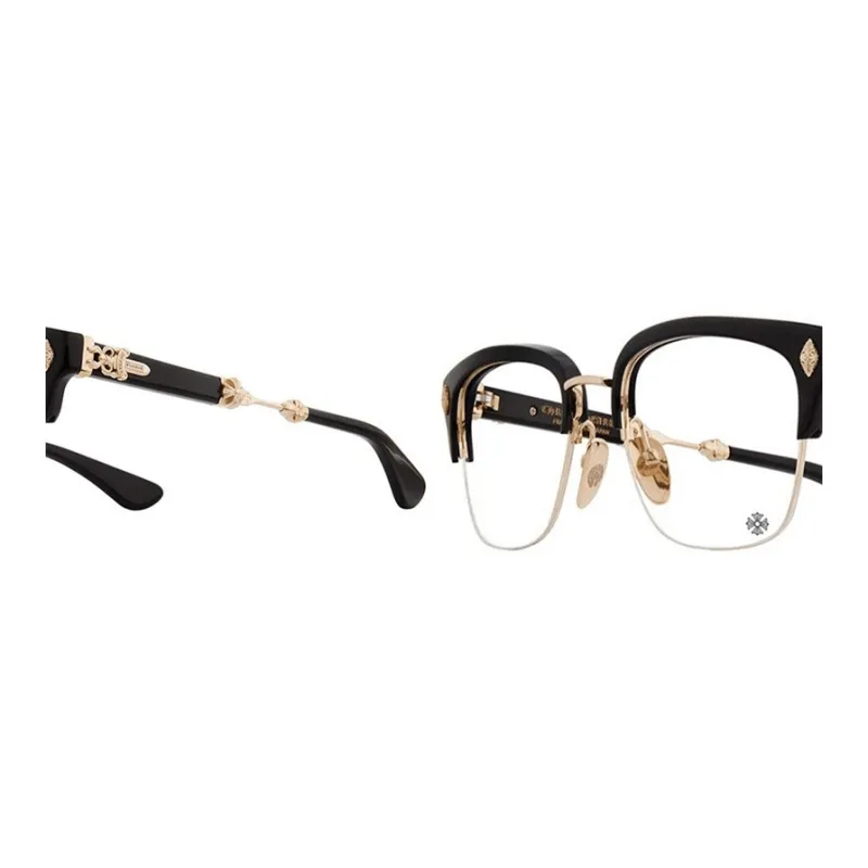 Chrome Hearts Plate And Metal Browline Eyeglass Frames Unisex-1