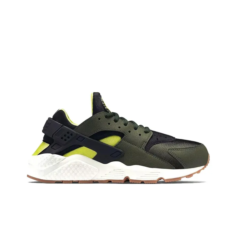 Nike Air Huarache Run Cushioning, Wear Resistant Low Top Casual Running Shoes Women's Green Black-1