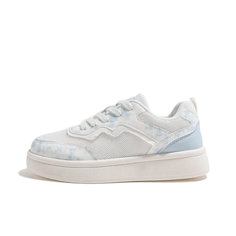 HUANQIU Abrasion Resistant, Lightweight, And Breathable Low Top Skateboard Shoes Women's White Blue-0
