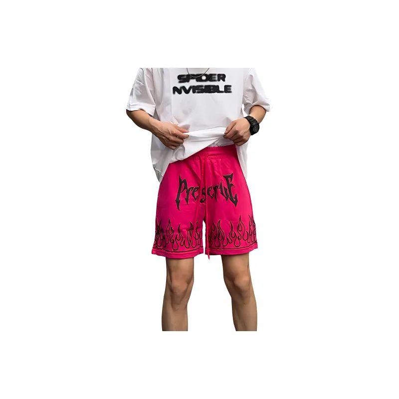 FALIAMS Casual Shorts Unisex Rose Red-0