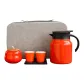 Leather Gift Box Set-Stainless Steel Steeping Teapots 2 Cups 1 Canister