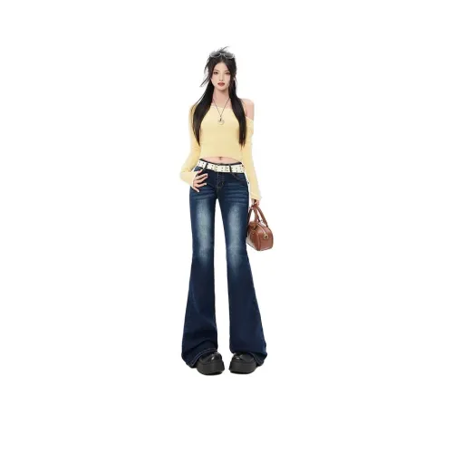 YINLEI Jeans Women's Dark Blue