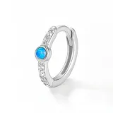 Blue Rhinestone-Embellished Hoop Earring (Single)