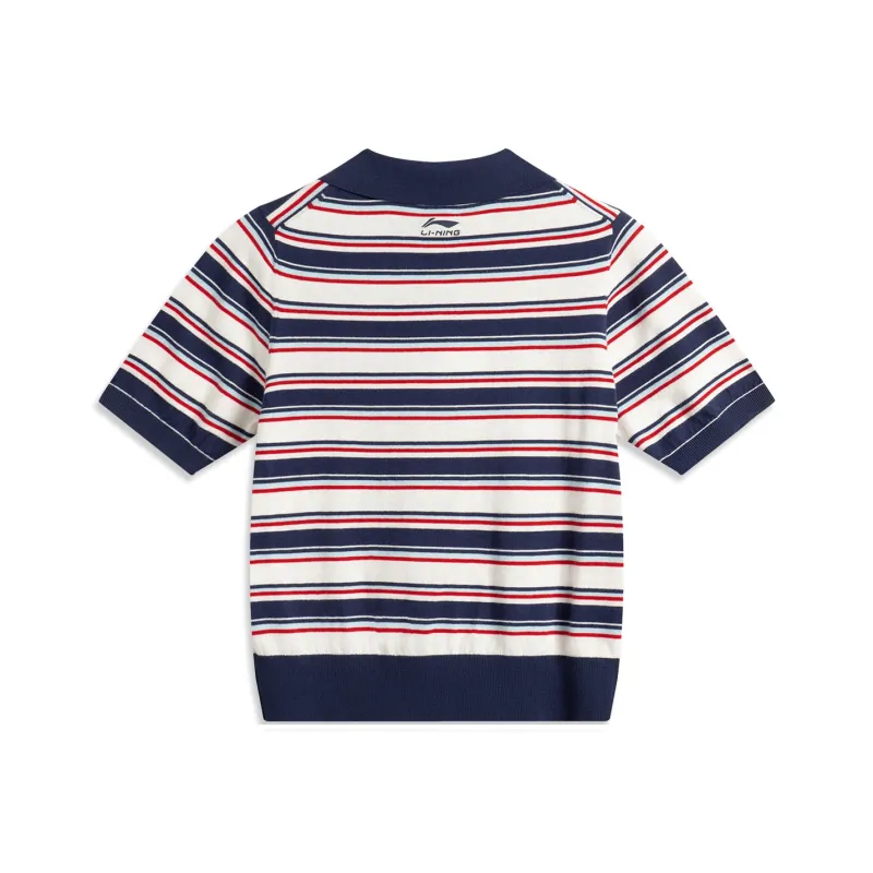 LiNing x Disney Polo Shirt Women's Ivory/Dark Ship Blue-1