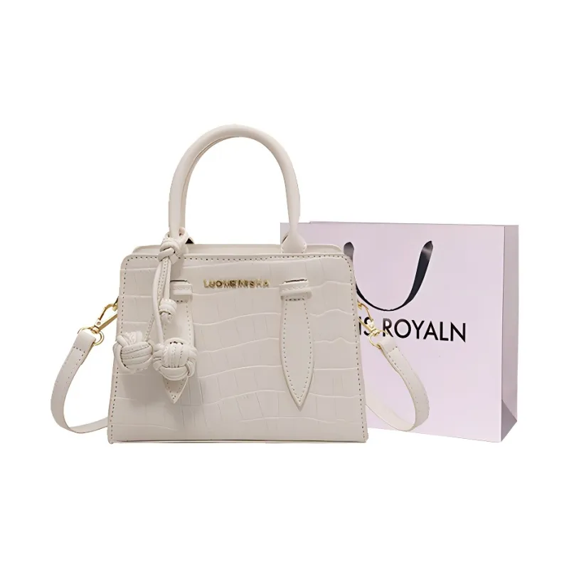 LOUIS ROYALN PU Crossbody One Shoulder Handbag Women's Black/Ecru/Pink-3