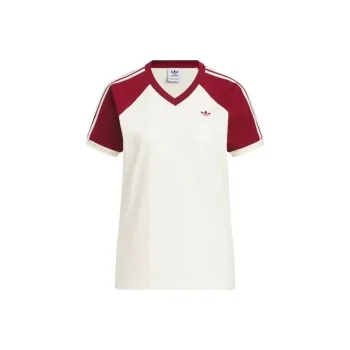 Adidas Originals SS25 Raglan Sleeve T Shirt Women's Ivory/Burgundy