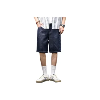 BUYDAUL Denim Shorts Men Black Blue