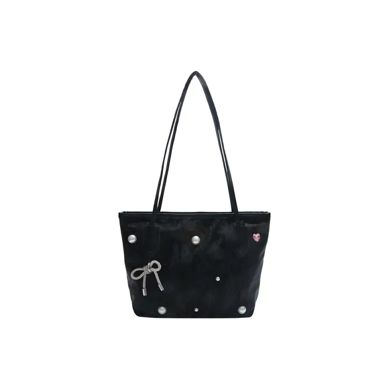 TOUTSEUL YOLO PU Tote Bag, Shoulder Bag Women's White/Silver/Black-12