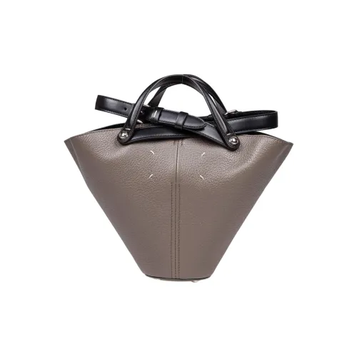 Maison Margiela Leather Bucket Bag, One Shoulder Handbag Small Size Men's Brown