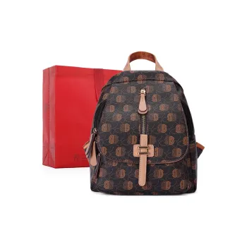 Dubaolu PVC Polyvinyl Chloride Backpack Regular Women's Phantom Apricot/Phantom Brown