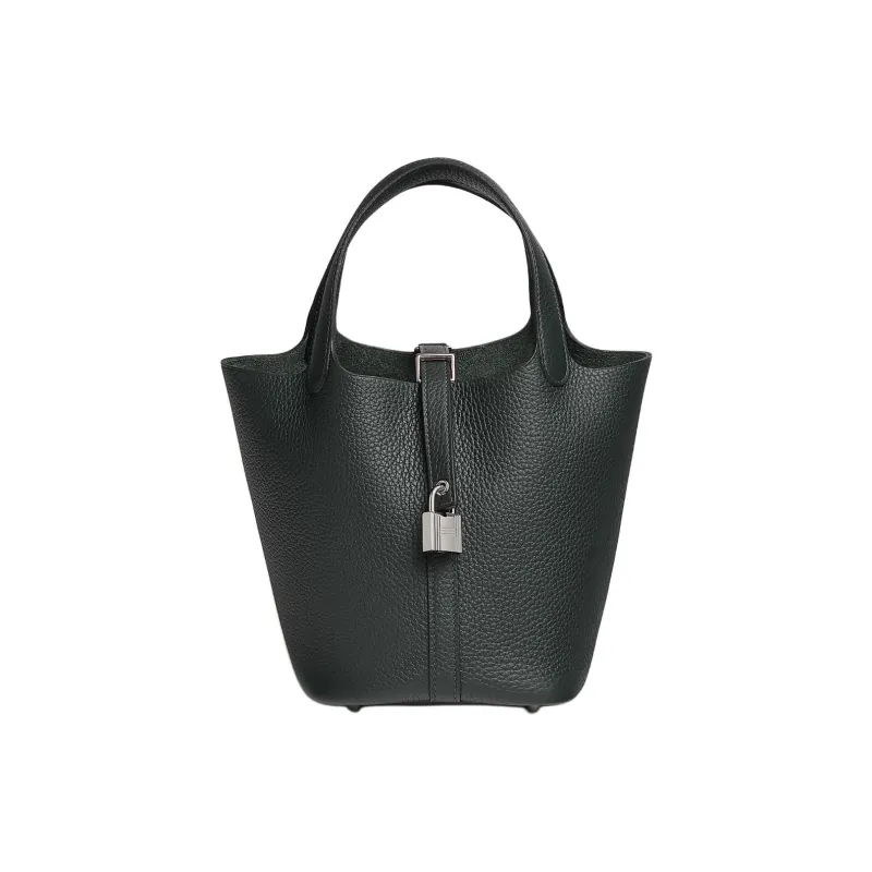 HERMES Picotin Lock Clemence Calfskin Basket Bag Handbag Women's 67 Vert Fonce Dark Green-0