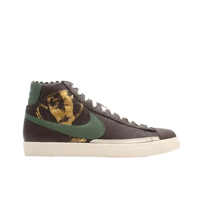 Nike Blazer High Anti Slip Wear Resistant Mid Top Skateboard Shoes Men's Brown Green-1