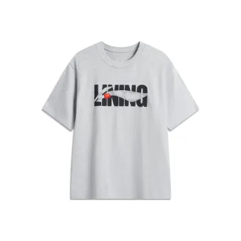 LiNing Sports Life Collection T Shirt Unisex Heather Gray Light Lime