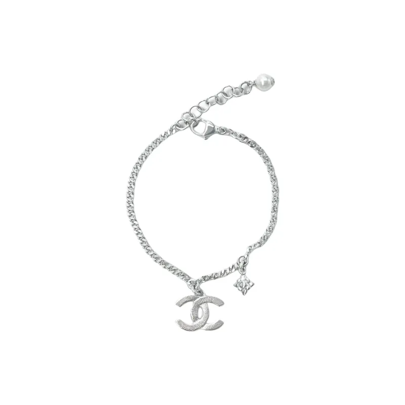CHANEL Rhinestone, Resin Pearl Bracelets Unisex Silver-1