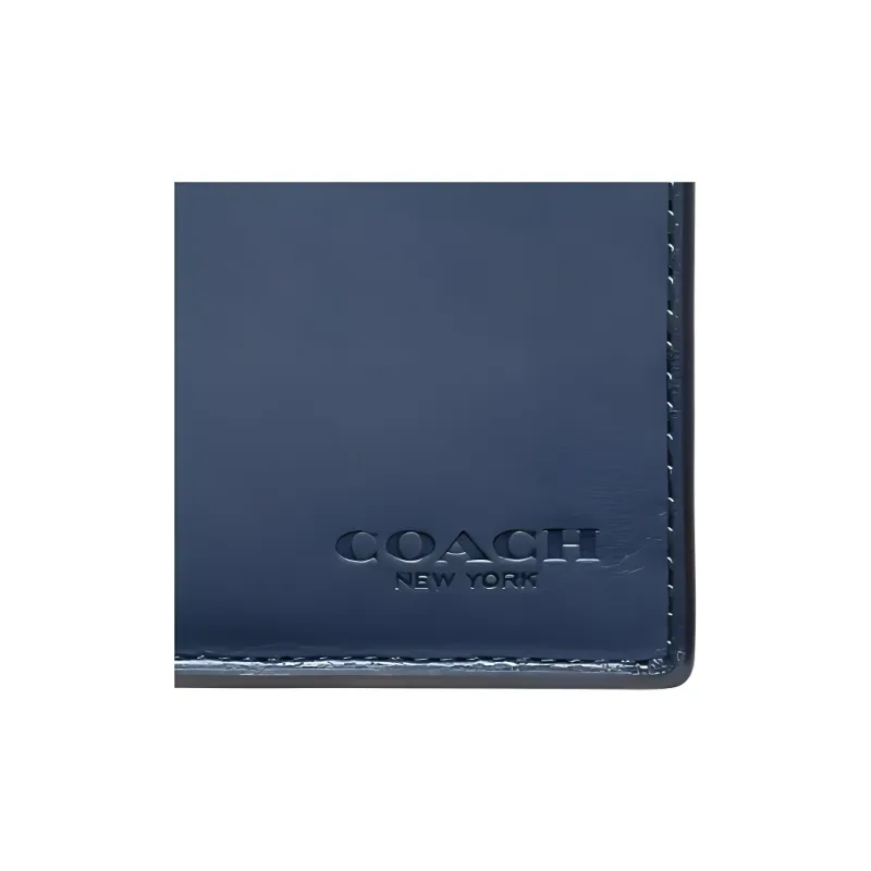 COACH Buffalo Leather Coin Purse Wallet Men's Blue-2