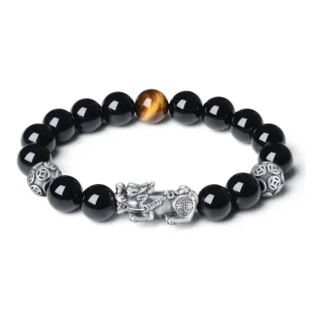 SHENGYALUO Natural Obsidian Bracelets Men's