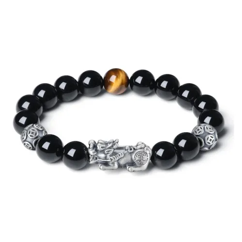 SHENGYALUO Natural Obsidian Bracelets Men's