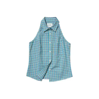 UNRETRO Shirts Women's Green Plaid