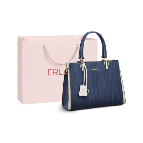 EBLAN Split Cow Leather With Synthetic Leather Tote Shoulder Bag, Crossbody Bag, Handbag Women's Blue
