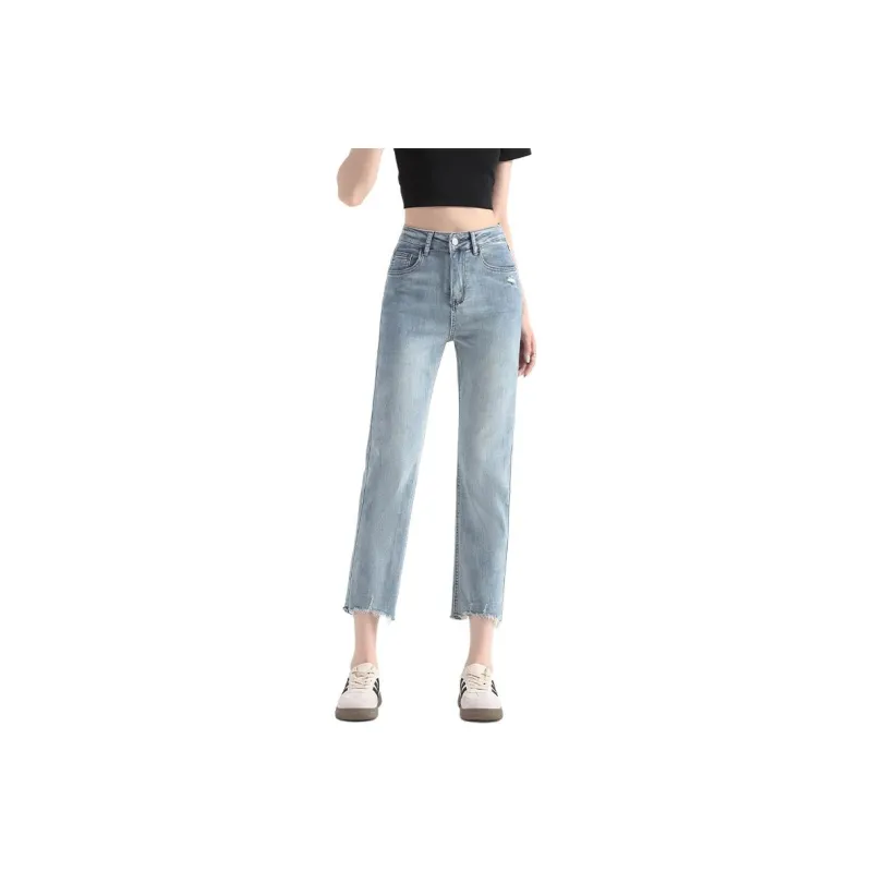 FAWENXIANGZI Jeans Women's Light Blue-0