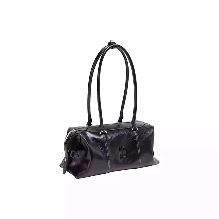 PECO Cow Leather Long Handle Portable One Shoulder Bag Women's Multicolor-3
