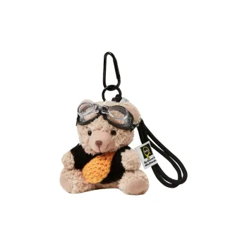 Narandu Plush Keychain Bag Accessory Women's Black Sweater Brown Bear/Red Heart White Bear