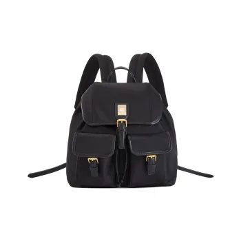 AQUASCUTUM Nylon With Cow Leather Backpack Medium Size Unisex Black