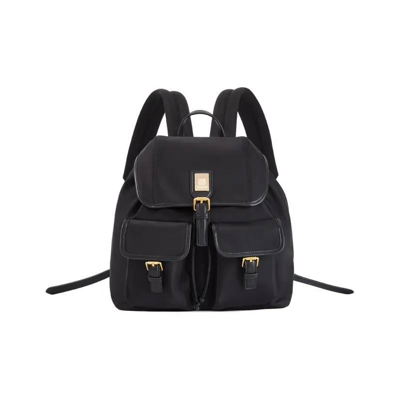 AQUASCUTUM Nylon With Cow Leather Backpack Medium Size Unisex Black-0