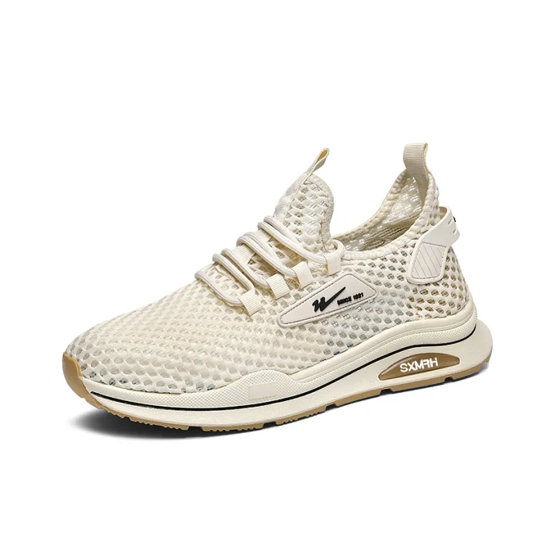 Binary Height Increasing Lightweight Slip Resistant Low Top Casual Shoes Men's Beige-1