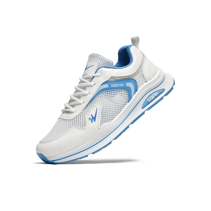 Binary Slip Resistant, Breathable, Lightweight Low Top Casual Shoes Men's White Blue-2
