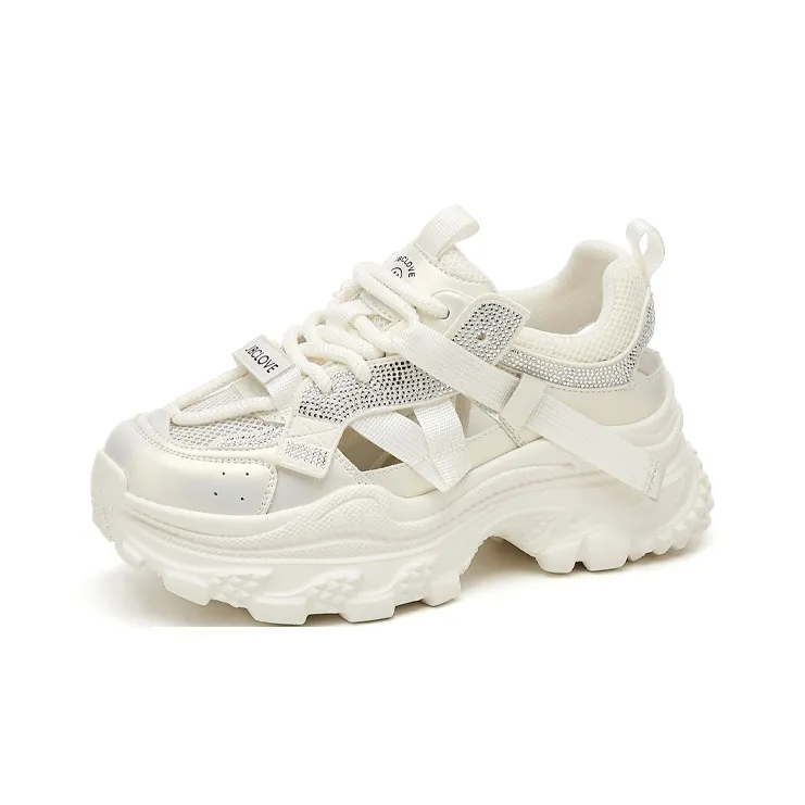 Jin Baichuan Breathable Low Top Chunky Sneakers Women's Beige-1